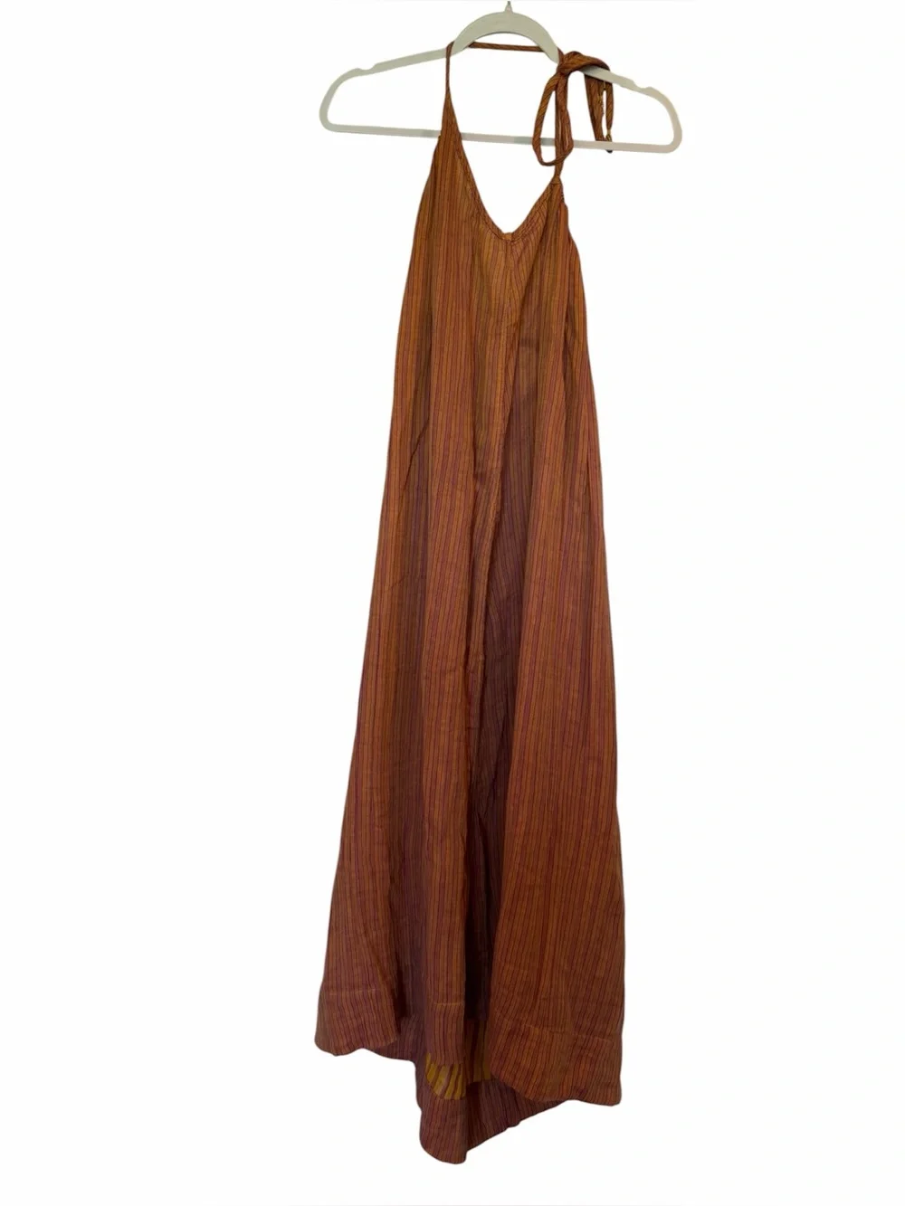Free People Striped Mustard & Rust Midi Slip Dress